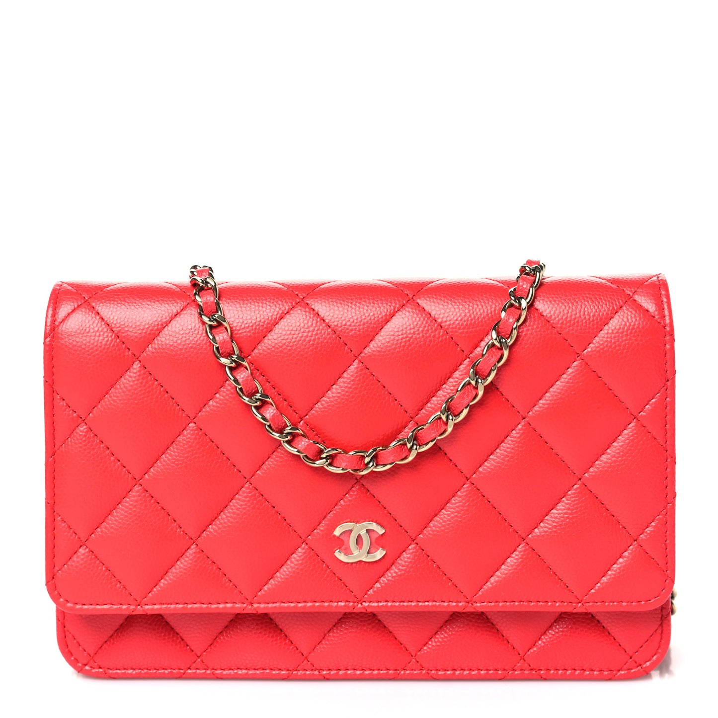 Caviar Quilted Wallet on Chain WOC Red