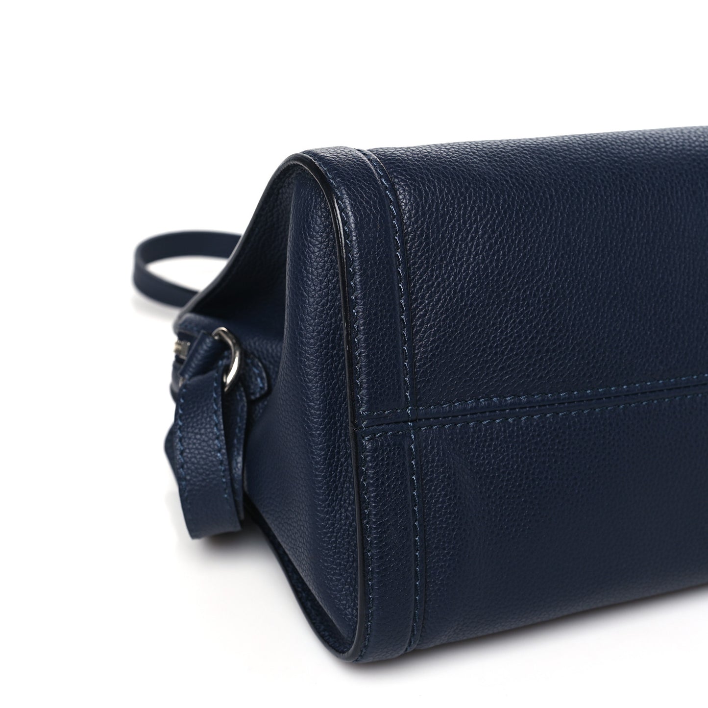 Pebbled Calfskin Small Skull Padlock Zip Around Tote Navy