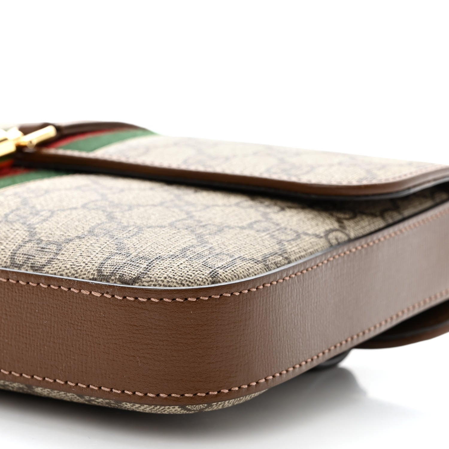 Gucci GG Supreme Monogram Azalea Calfskin Web Jackie 1961 Belt Bag 80 32 Beige Ebony Brown Sugar 12 of 12