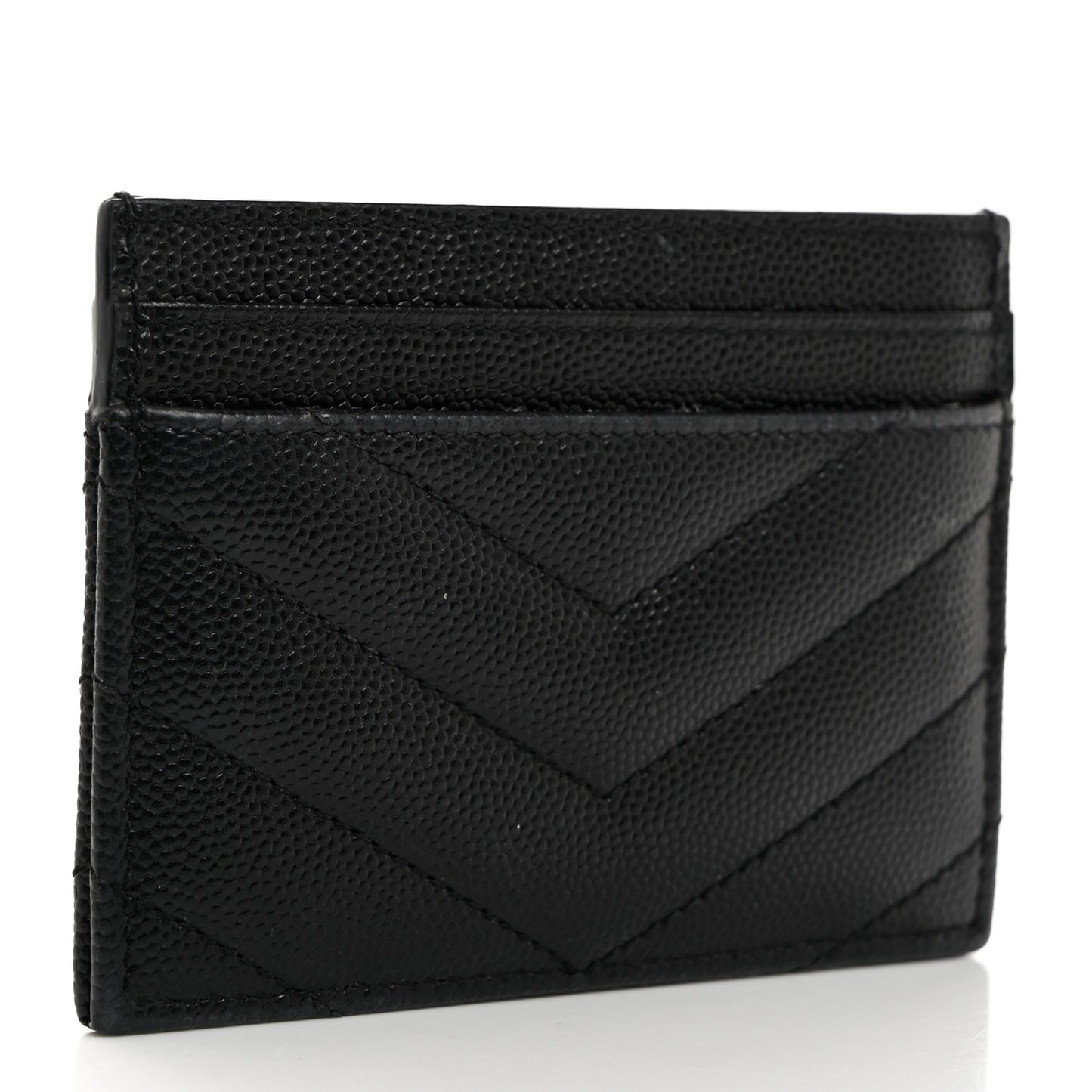 Grain De Poudre Matelasse Chevron Monogram Credit Card Case Black