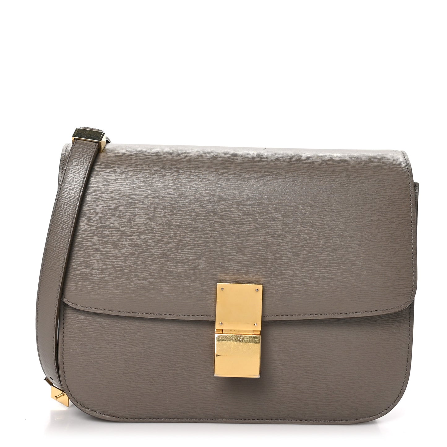 Liege Calfskin Medium Classic Box Flap Bag Taupe