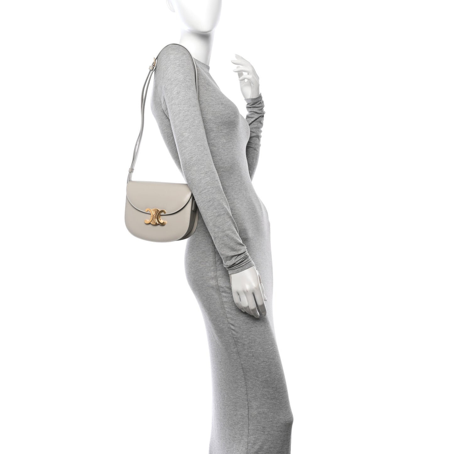 Shiny Calfskin Teen Besace Light Stone