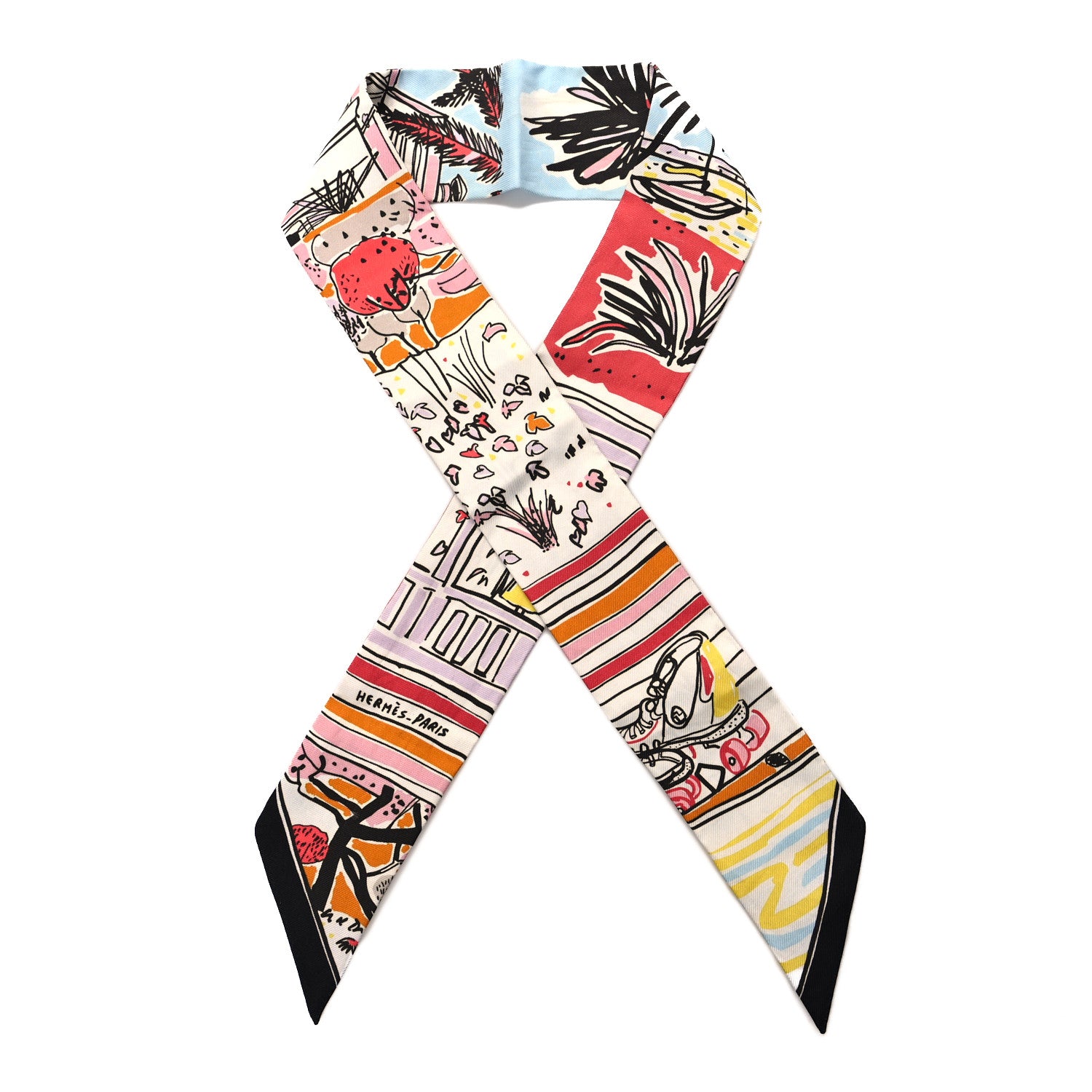 Hermes Silk Twilly Rayures d'Ete Jaune Bleu Orange 1 of 6