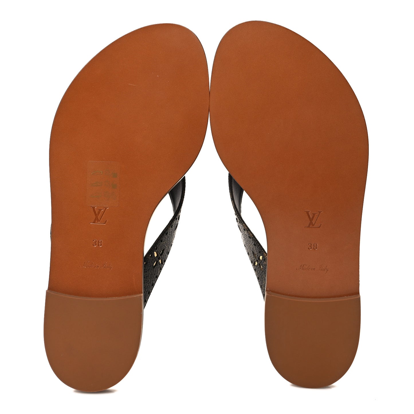 Monogram Sunny Flat Thong Sandals 38 Brown