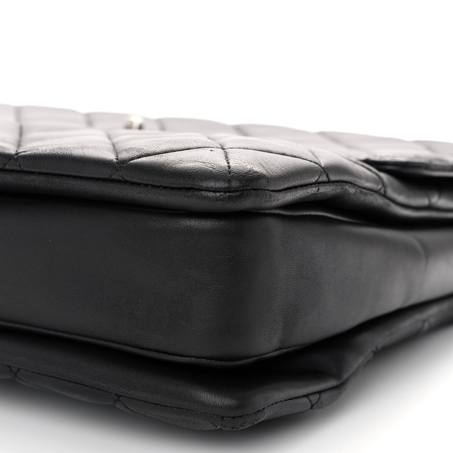 Lambskin Quilted Large Trendy CC Dual Handle Flap Bag Black