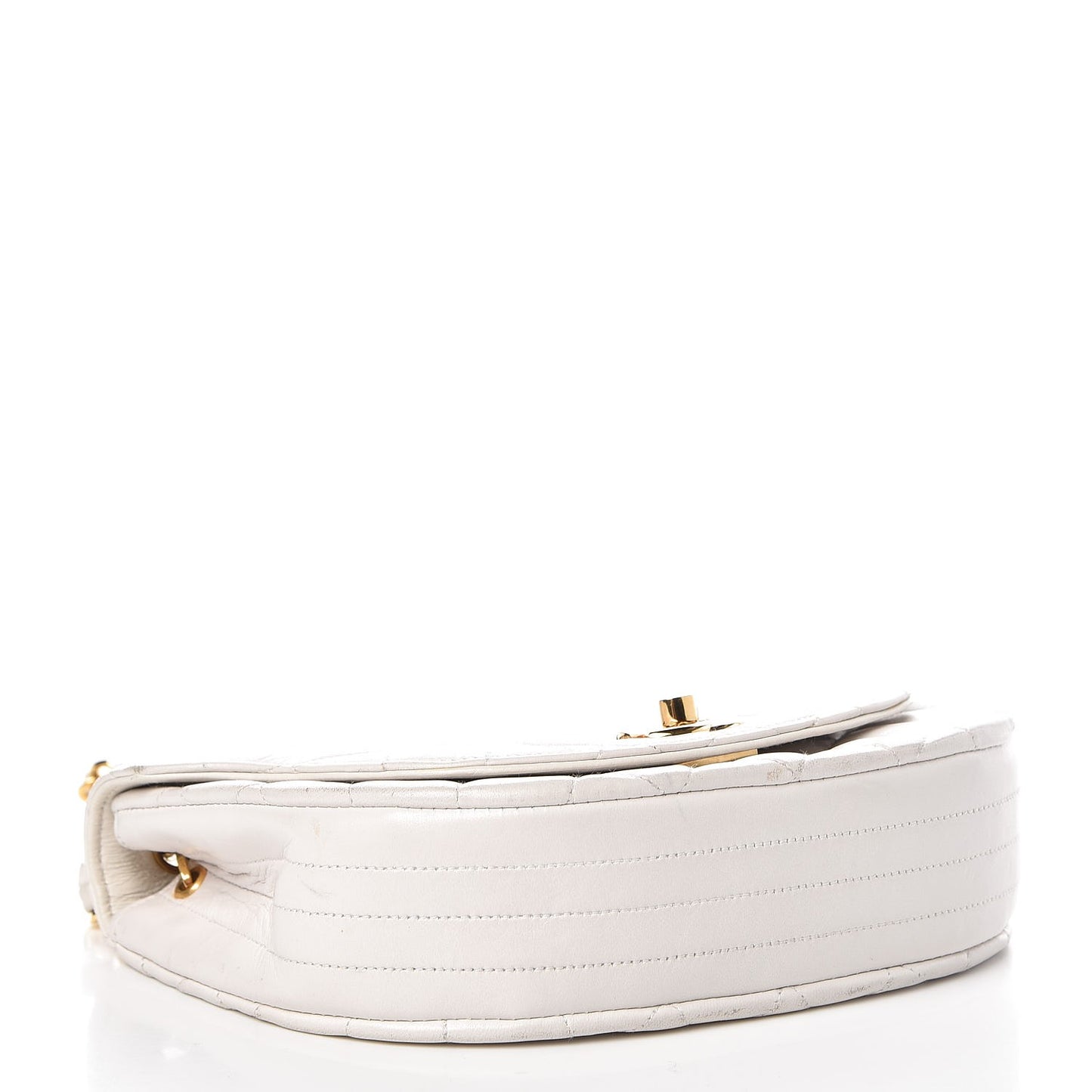 Lambskin Quilted Mini Half Moon Flap White