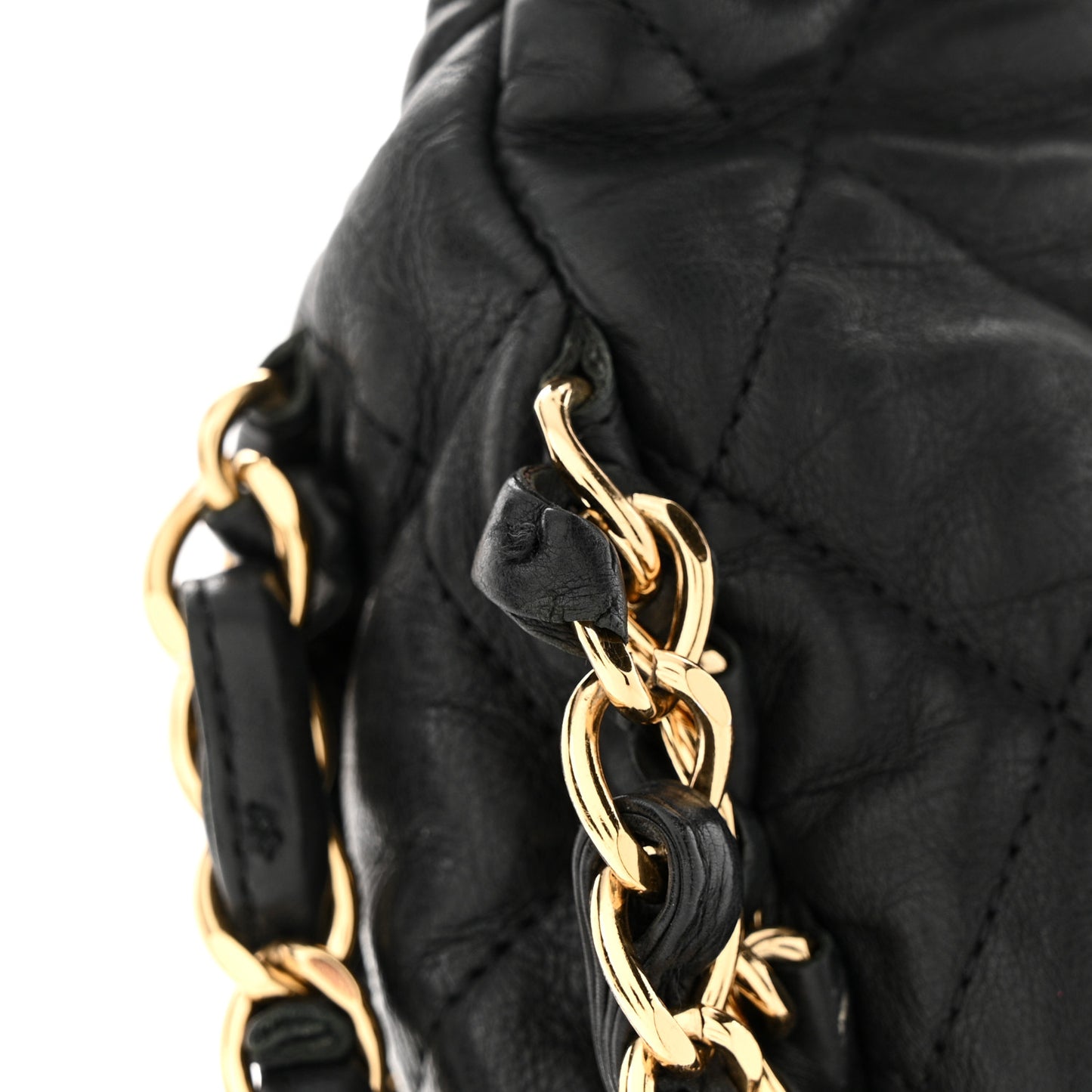 Calfskin Quilted Large Chain Me Hobo Black