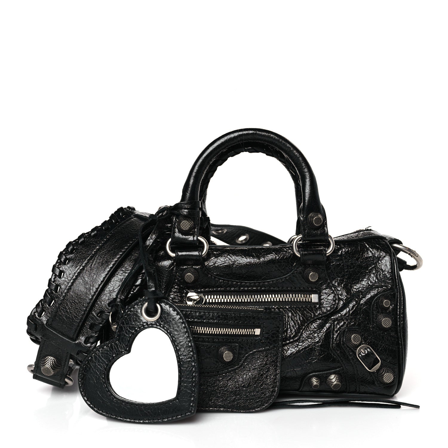 Balenciaga Agneau Arena Mini Le Cagole Duffle Crossbody Bag Black
