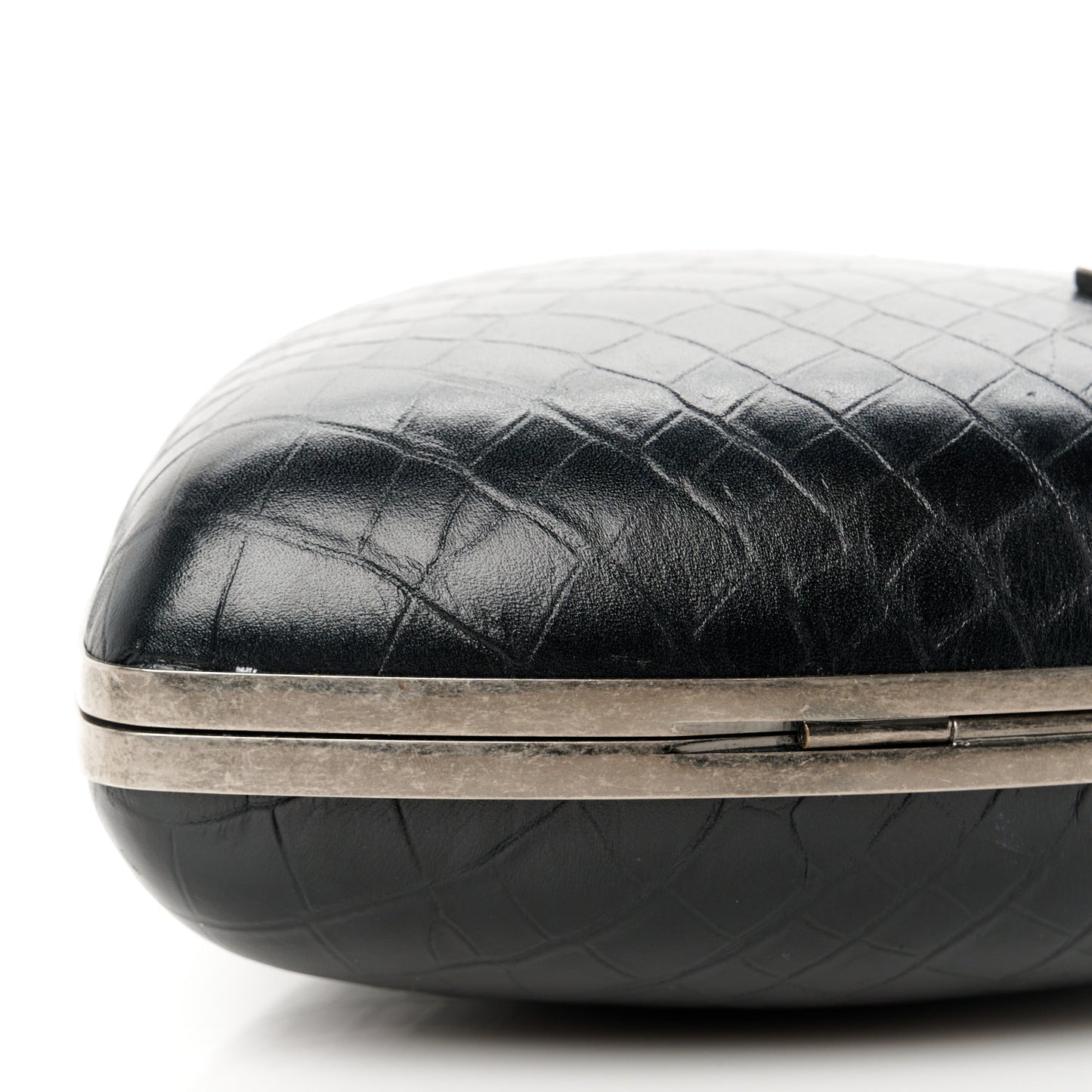 Calfskin Crocodile Embossed Monogram Love Box Bag Black