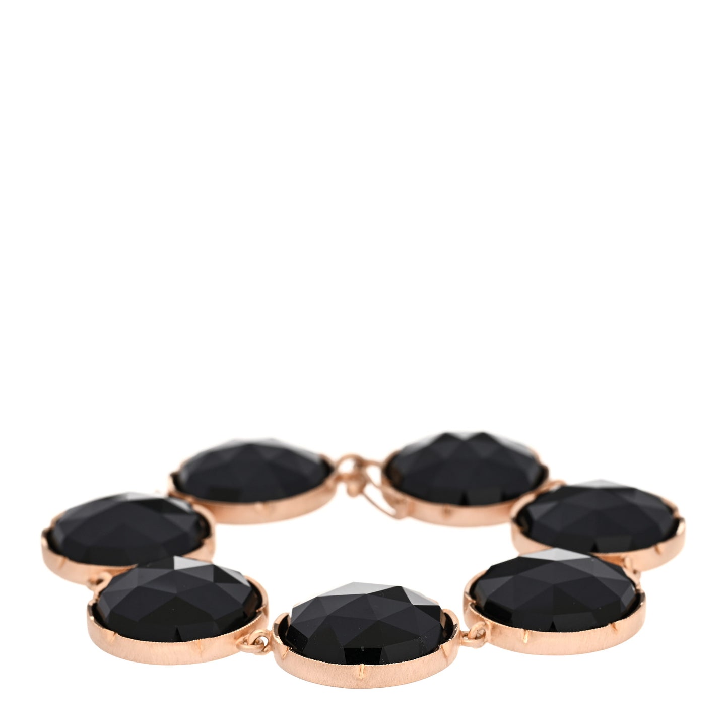 18K Rose Gold Black Onyx Large Classic Link Bracelet