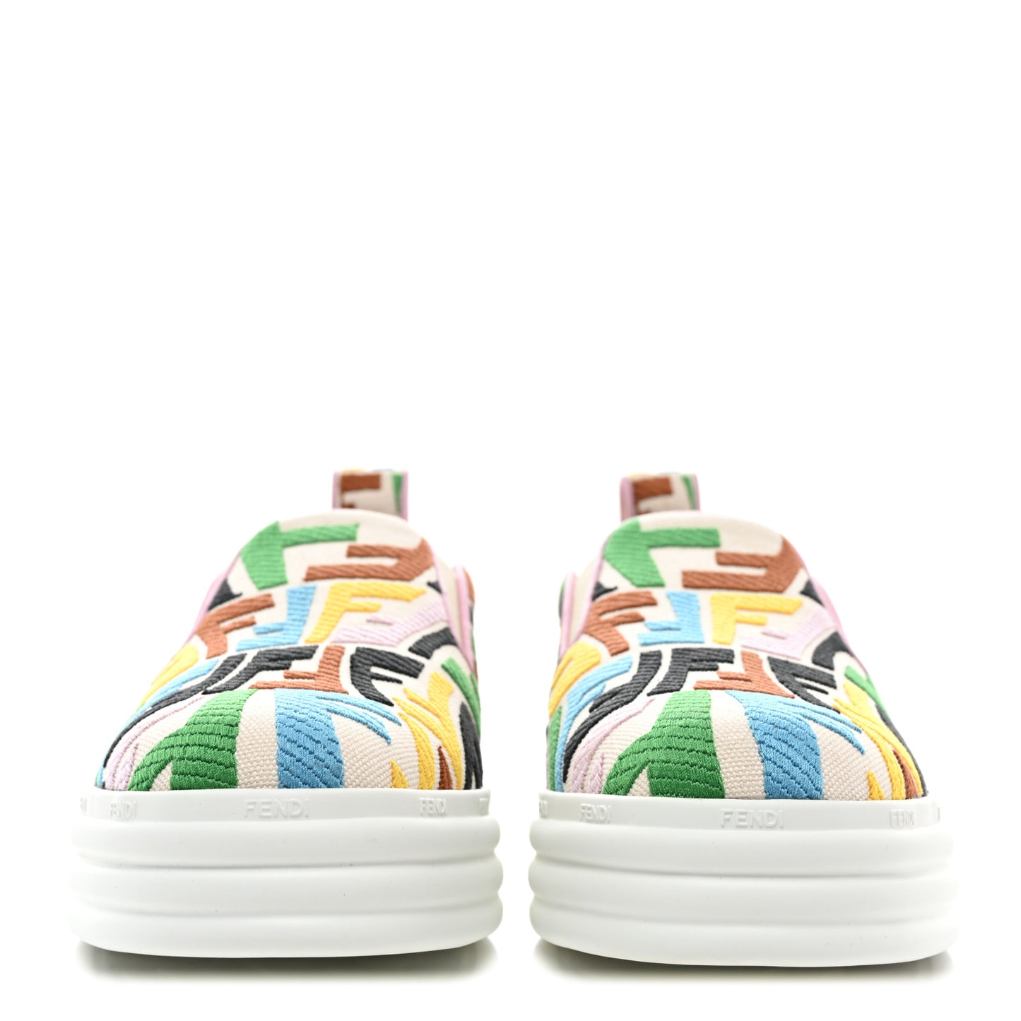 X SARA COLEMAN Canvas FF Vertigo Embroidered Womens Rise Slip On Sneakers 36 Grezzo Multicolor