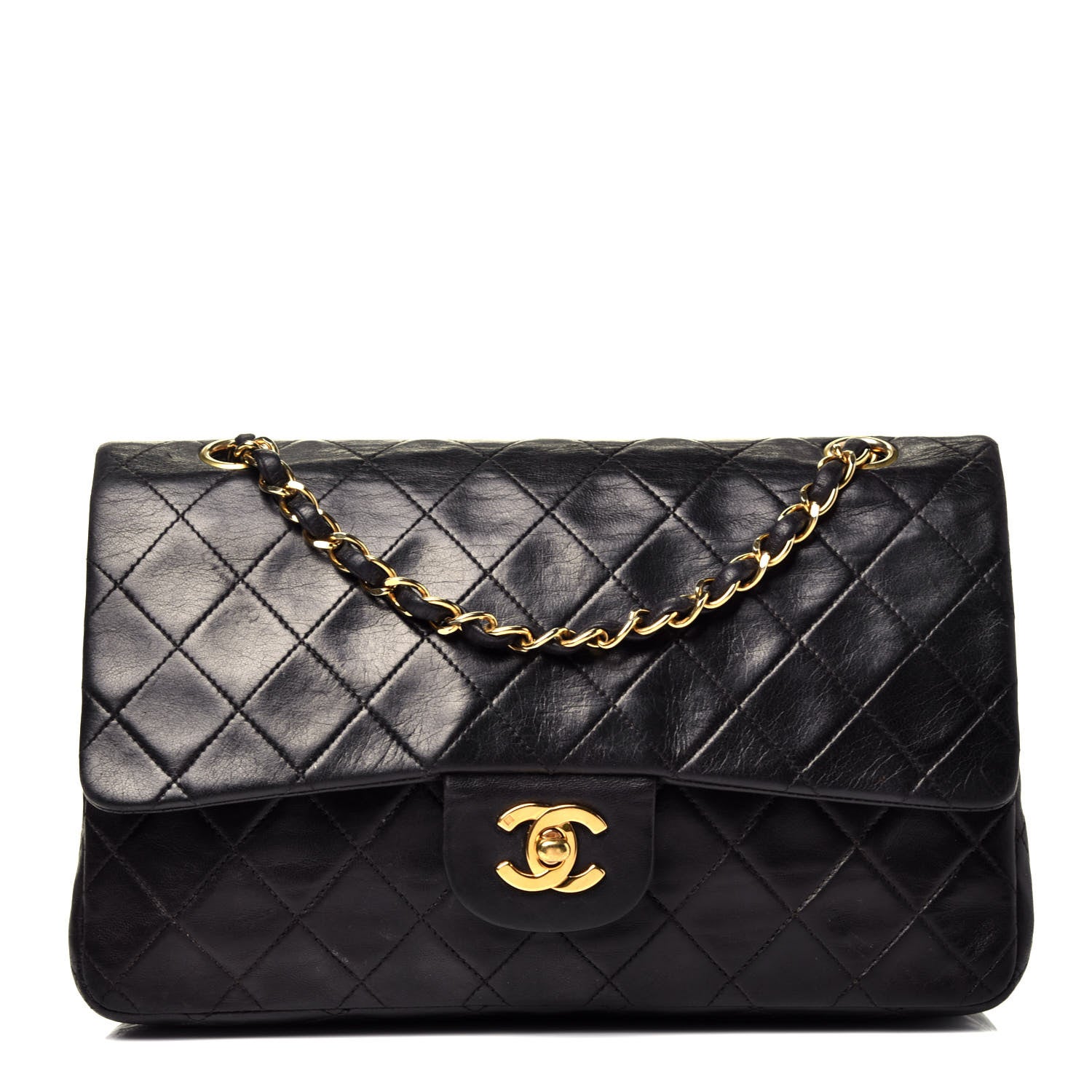 Chanel Lambskin Quilted Medium Double Flap Black 1 of 9