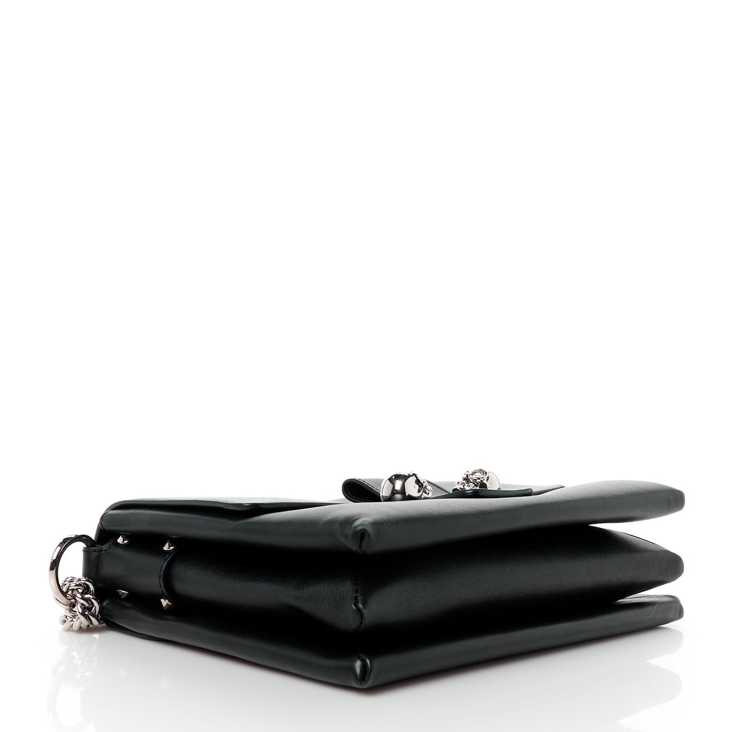 Calfskin Medium Twin Skull Chain Crossbody Black