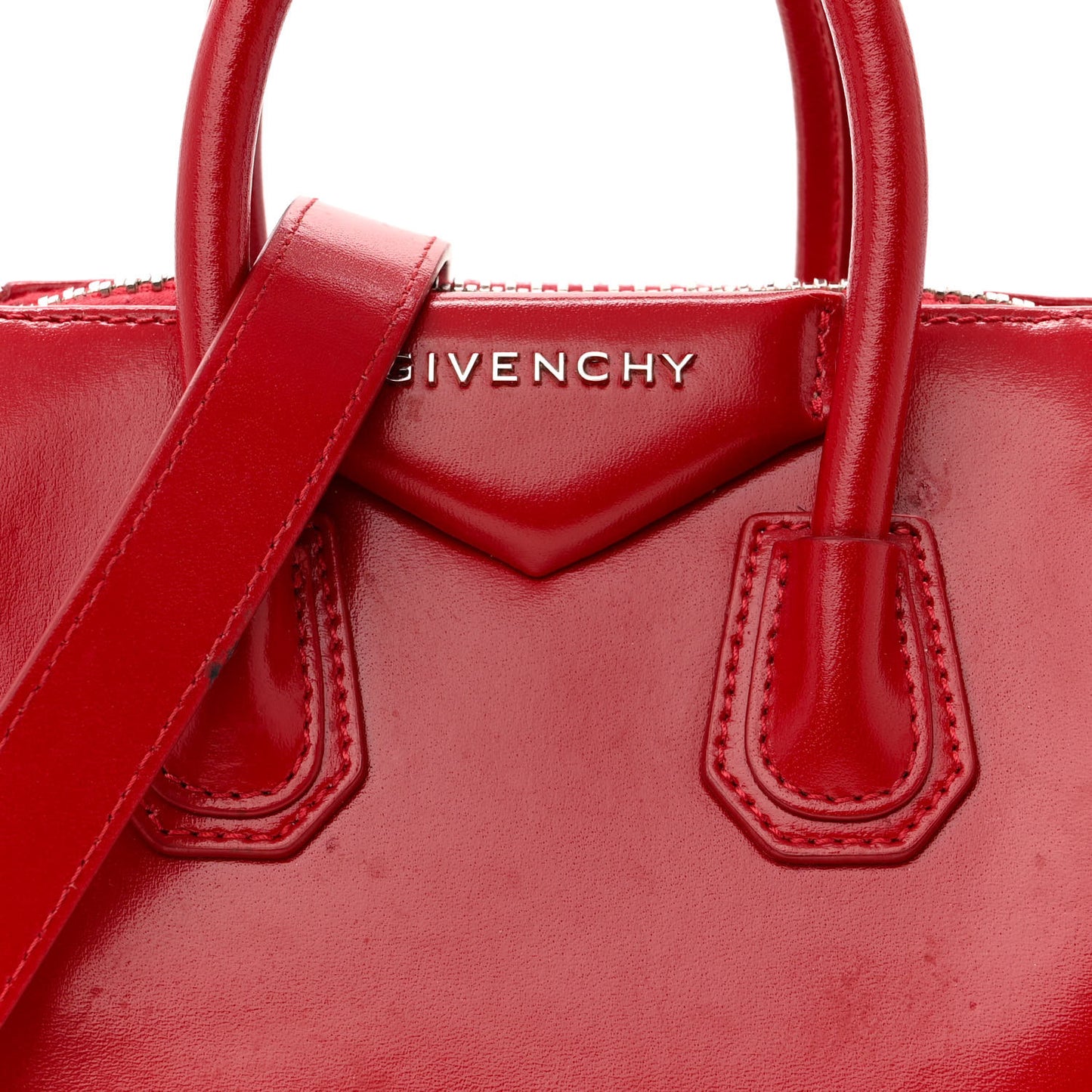 Shiny Lord Calfskin Mini Antigona Dark Red