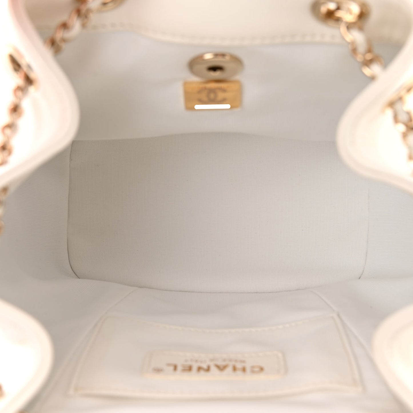 Lambskin Quilted Small Duma Drawstring Backpack White