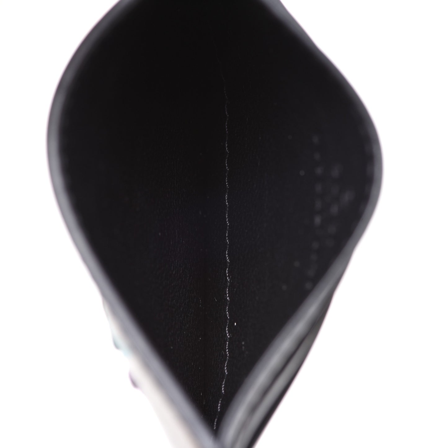 Calfskin Blade Embroidered Card Case Black