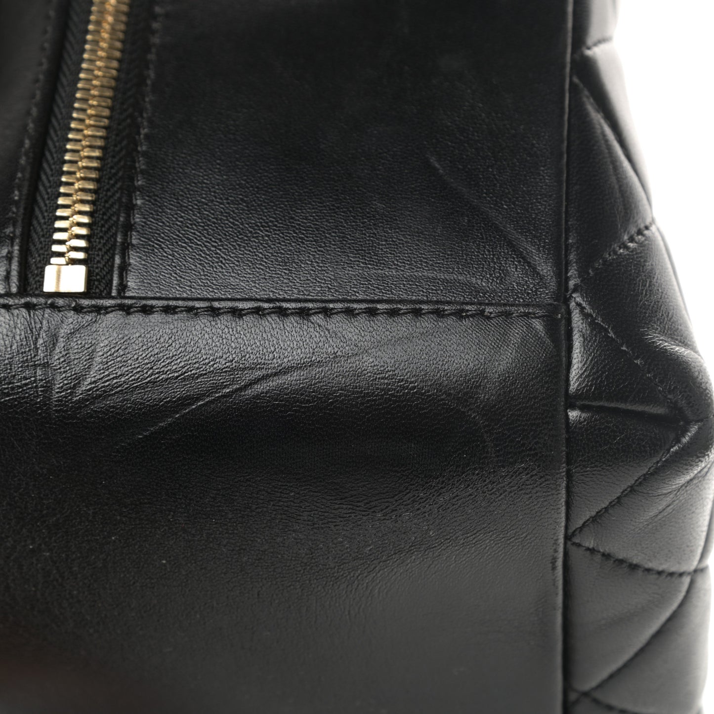 Lambskin Quilted Large Trendy CC Bowling Bag Black