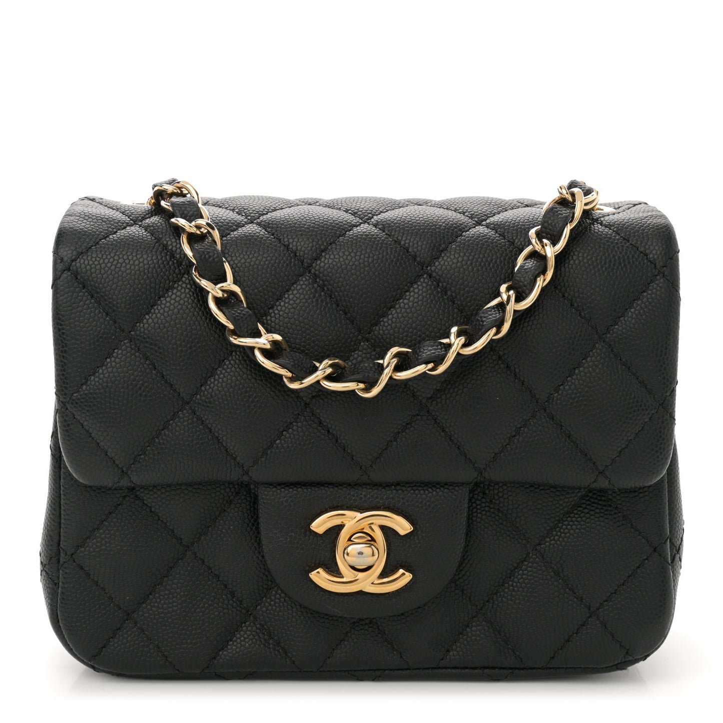 Caviar Quilted Mini Square Flap Black