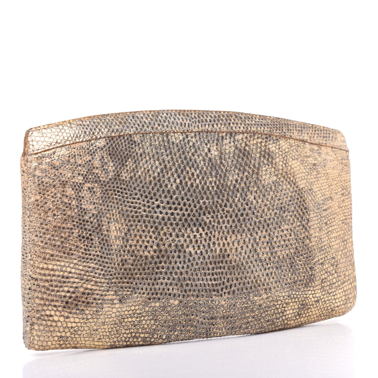 Metallic Lizard Clutch Gold