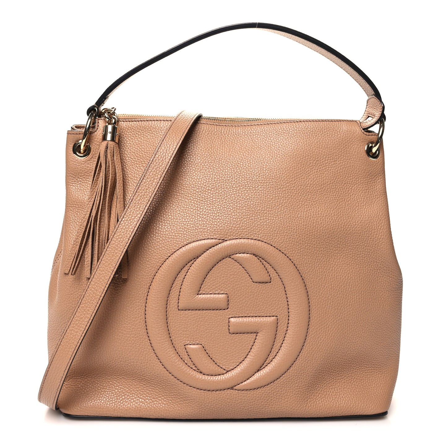 Pebbled Calfskin Large Soho Hobo Camelia