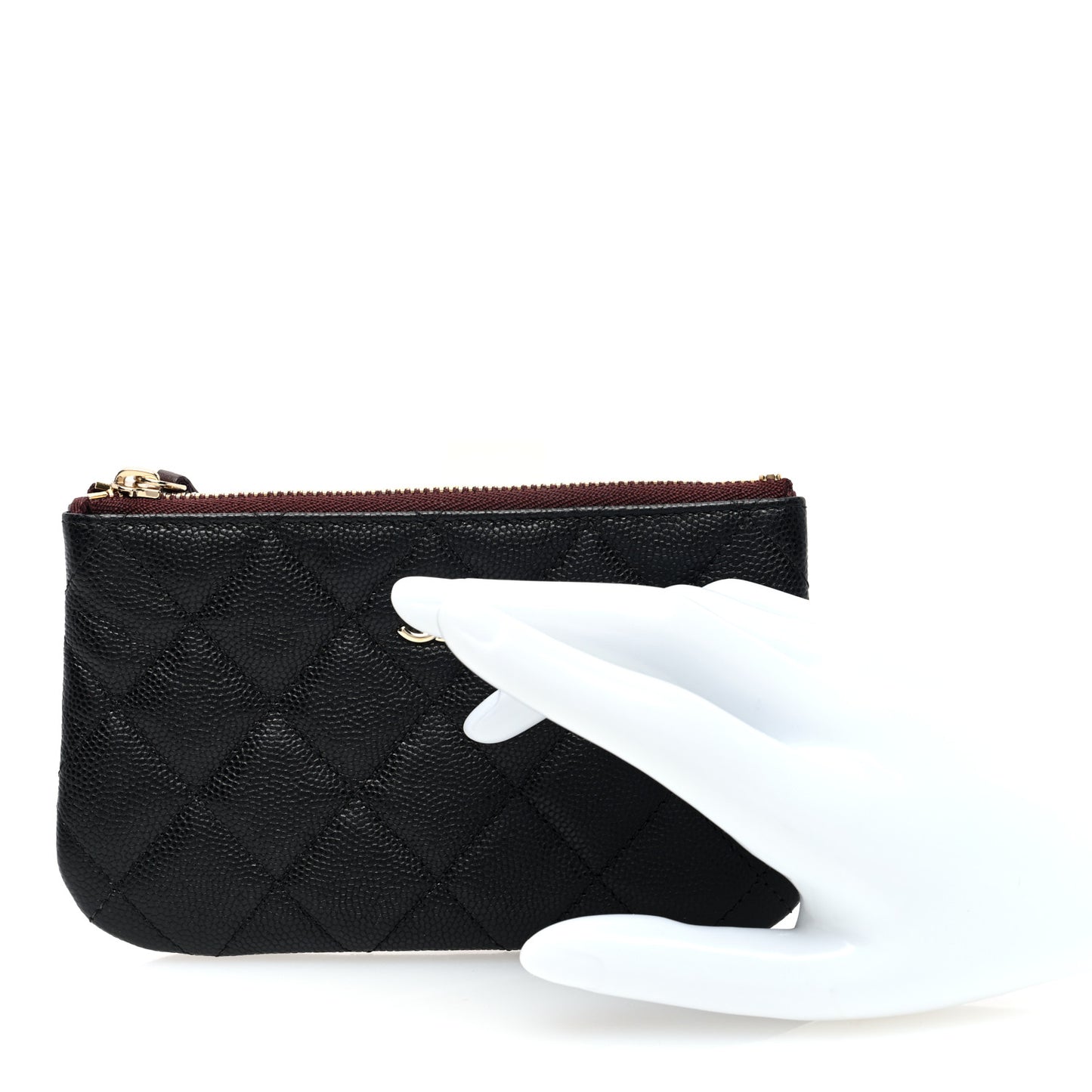 Caviar Quilted Small Cosmetic Case Black