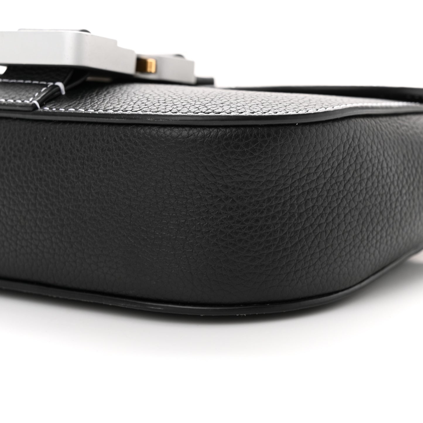Grained Calfskin Saddle Pouch With Strap Black