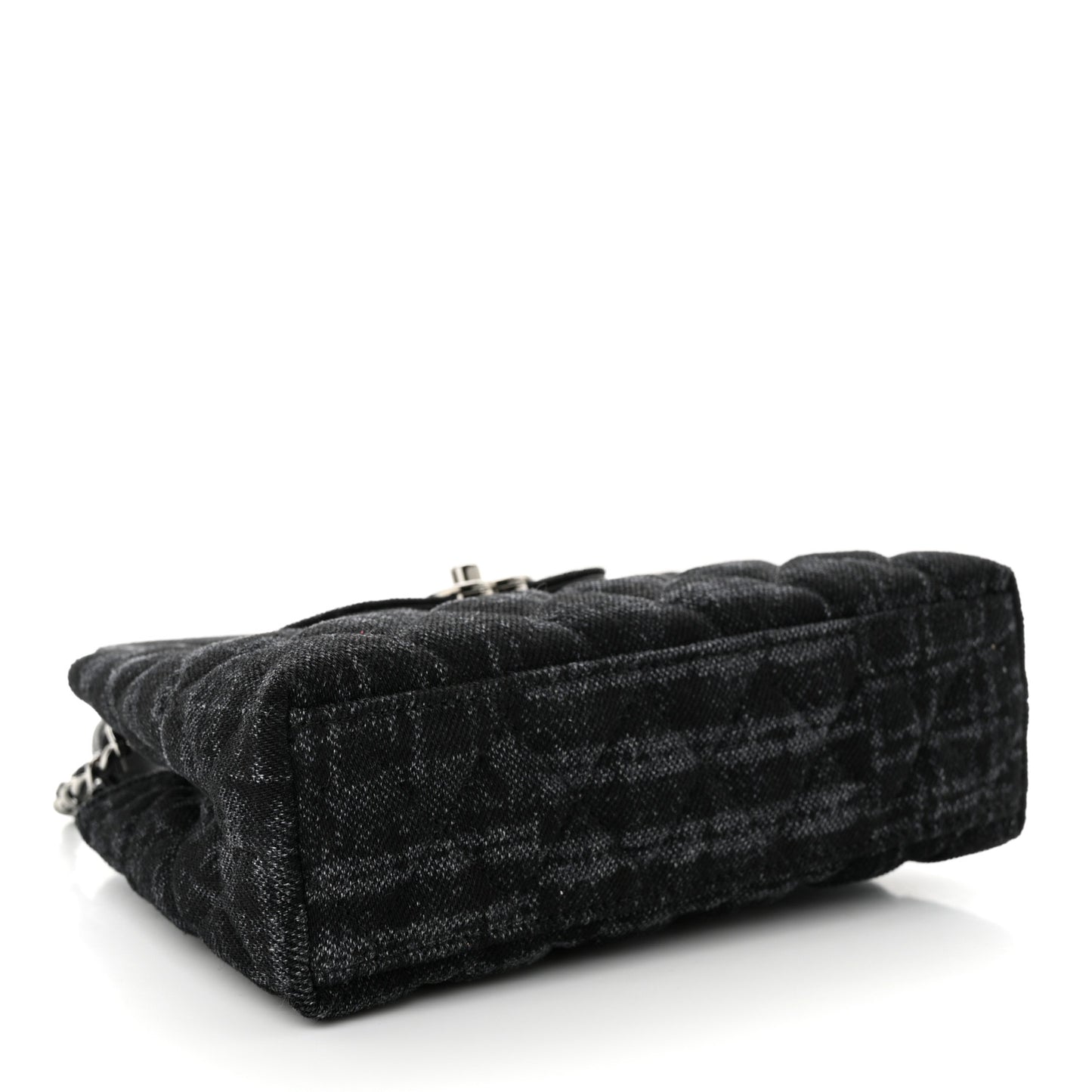 Printed Denim Quilted Nano Kelly Shopper Black Grey