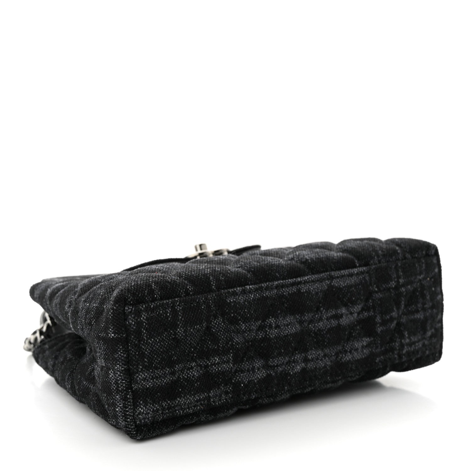 Chanel Printed Denim Quilted Nano Kelly Shopper Black Grey 4 of 11