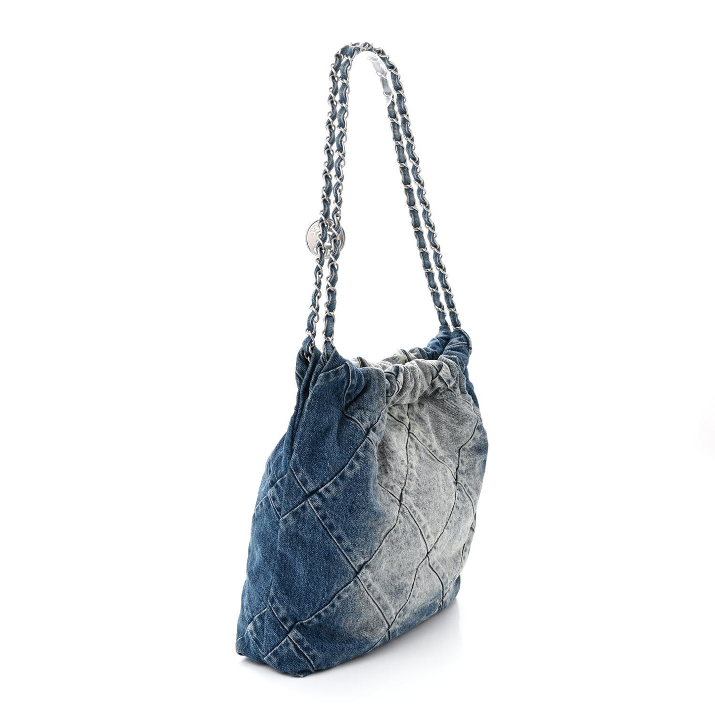 Denim Quilted Small Chanel 22 Blue