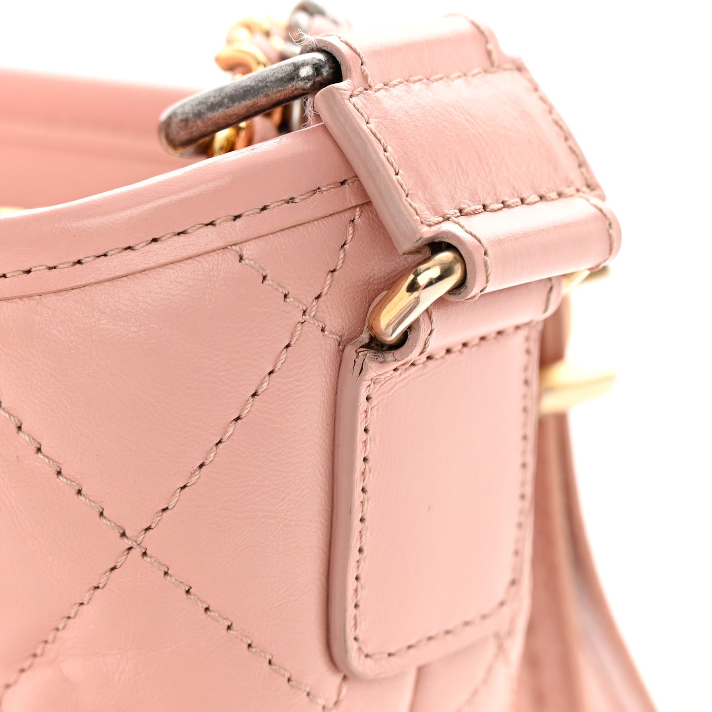 Aged Calfskin Quilted Small Gabrielle Hobo Pink