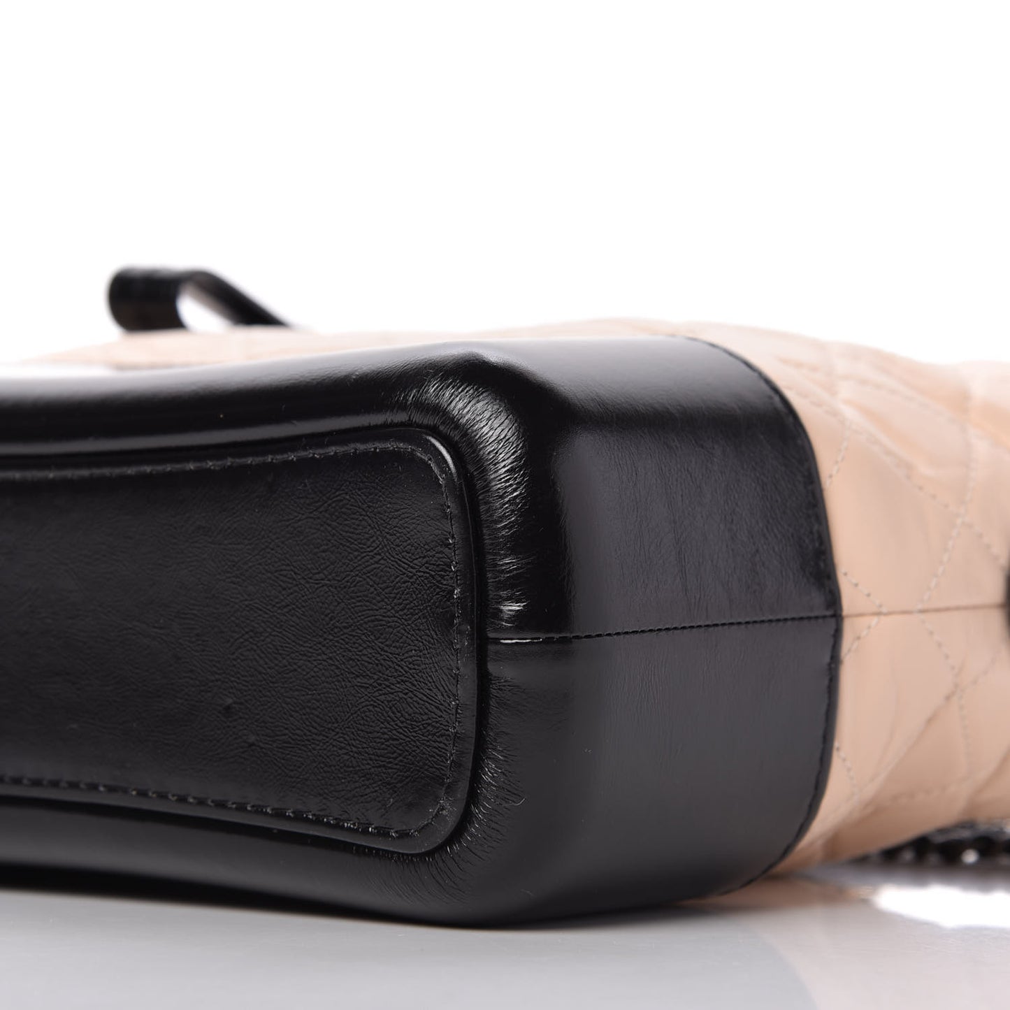 Aged Calfskin Quilted Medium Gabrielle Hobo Beige Black