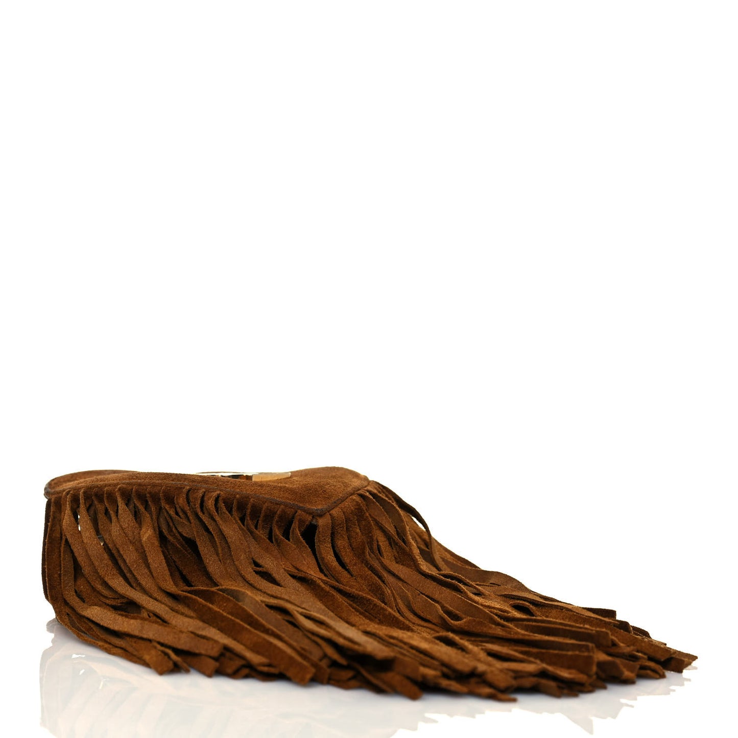 Suede Fringe Small Monogram Love Shoulder Bag Brown