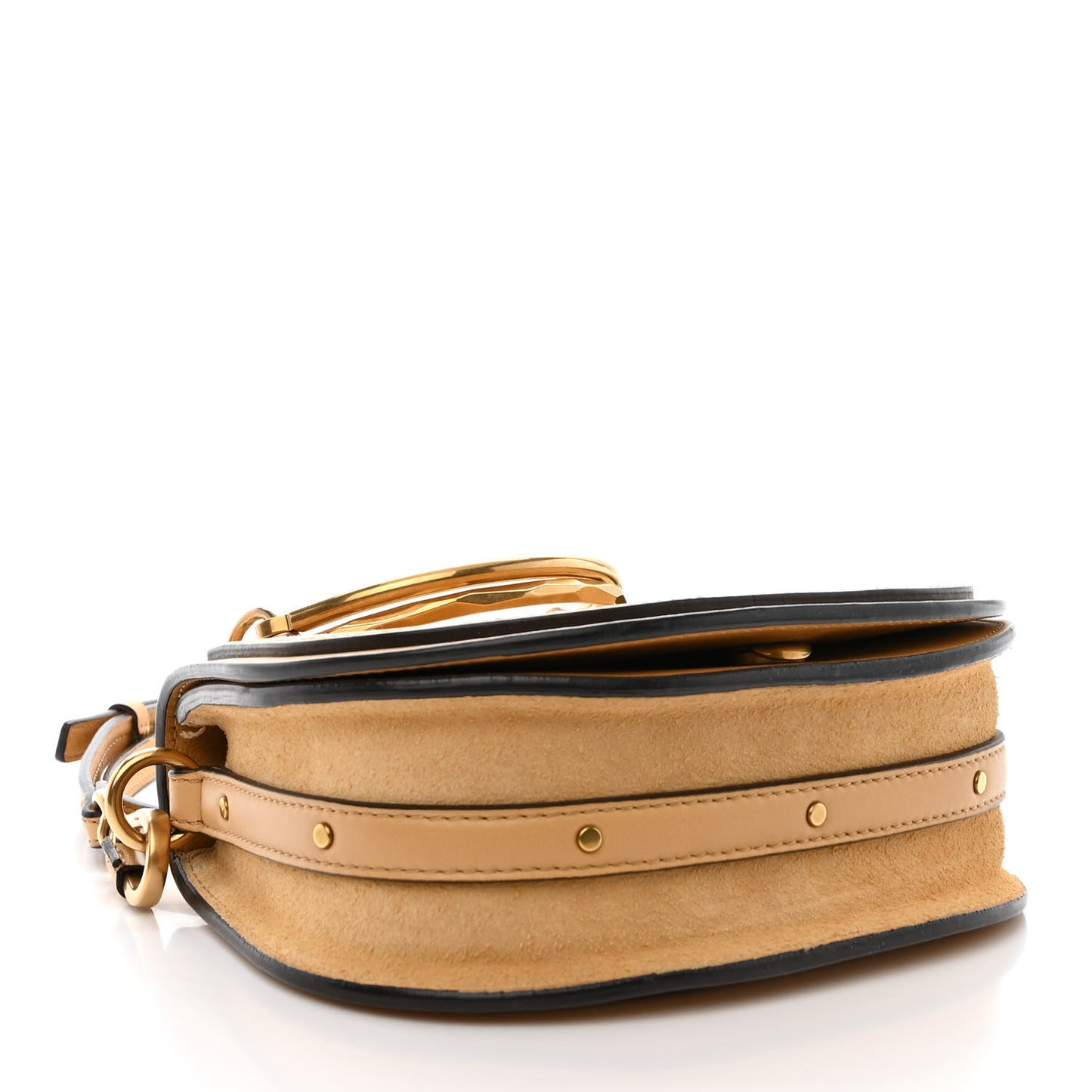 Calfskin Suede Small Nile Bracelet Bag Bleached Brown