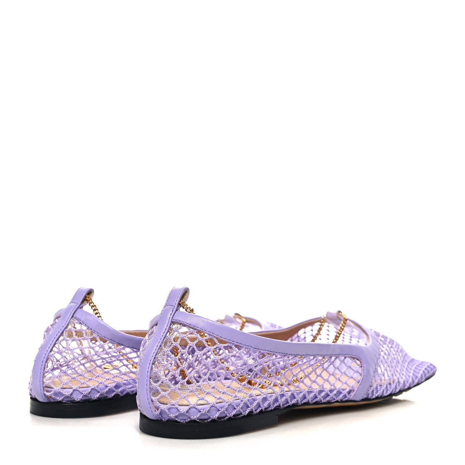 Bottega Veneta Mesh Nappa Chunky Chain Stretch Ballerina Flats 39.5 Wisteria 4 of 7
