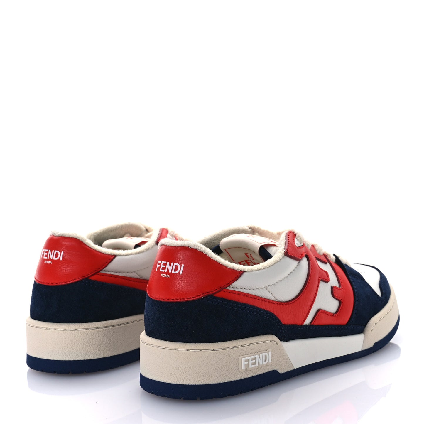 Calfskin Suede Fendi Match Low Top Sneakers 37 Red Blue