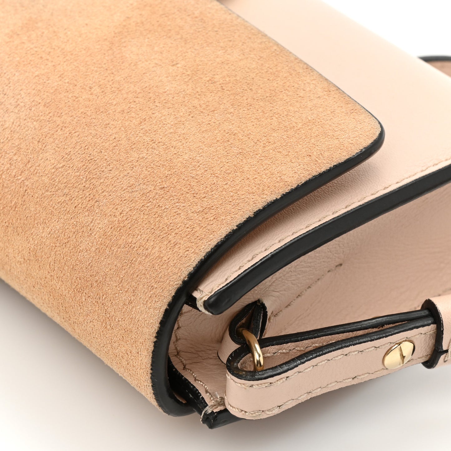 Suede Calfskin Small Faye Shoulder Bag Blushy Pink