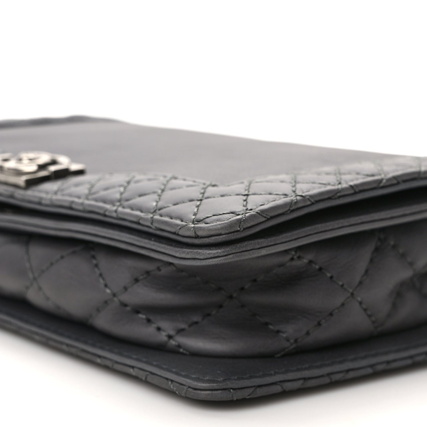 Calfskin Small Boy Reverso Flap Dark Grey