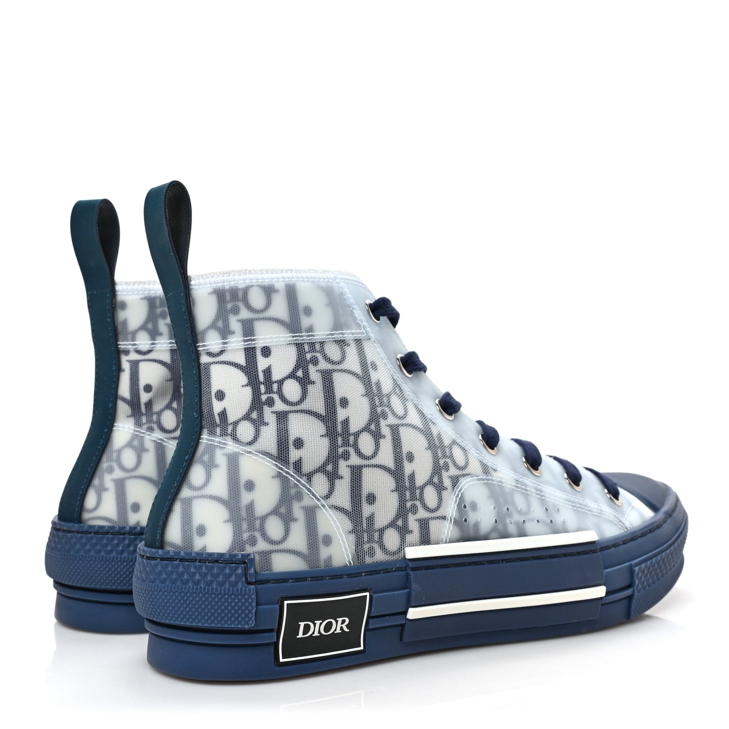 Technical Canvas Oblique Mens B23 High Top Sneakers 39 White Blue