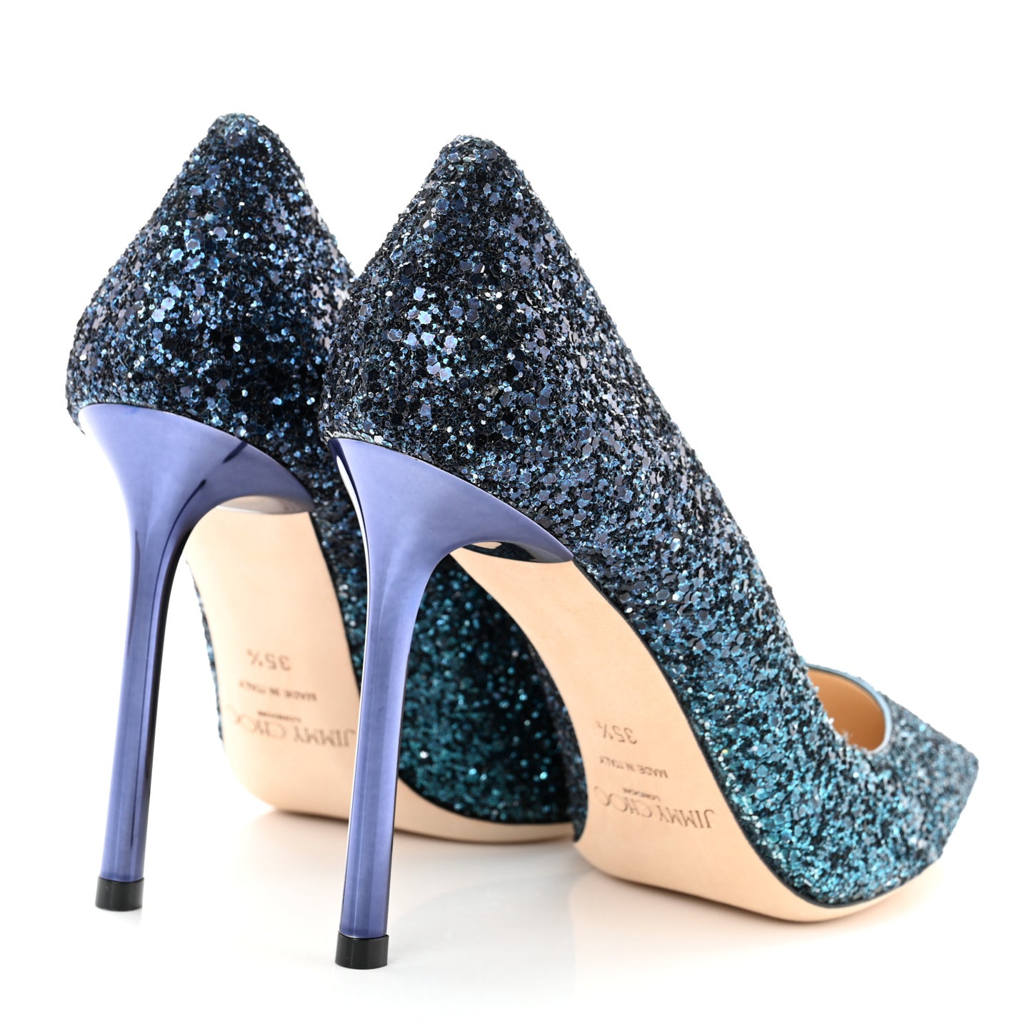 Coarse Glitter Degrade Pointy Toe Romy 100 Pumps 35.5 Peacock Navy