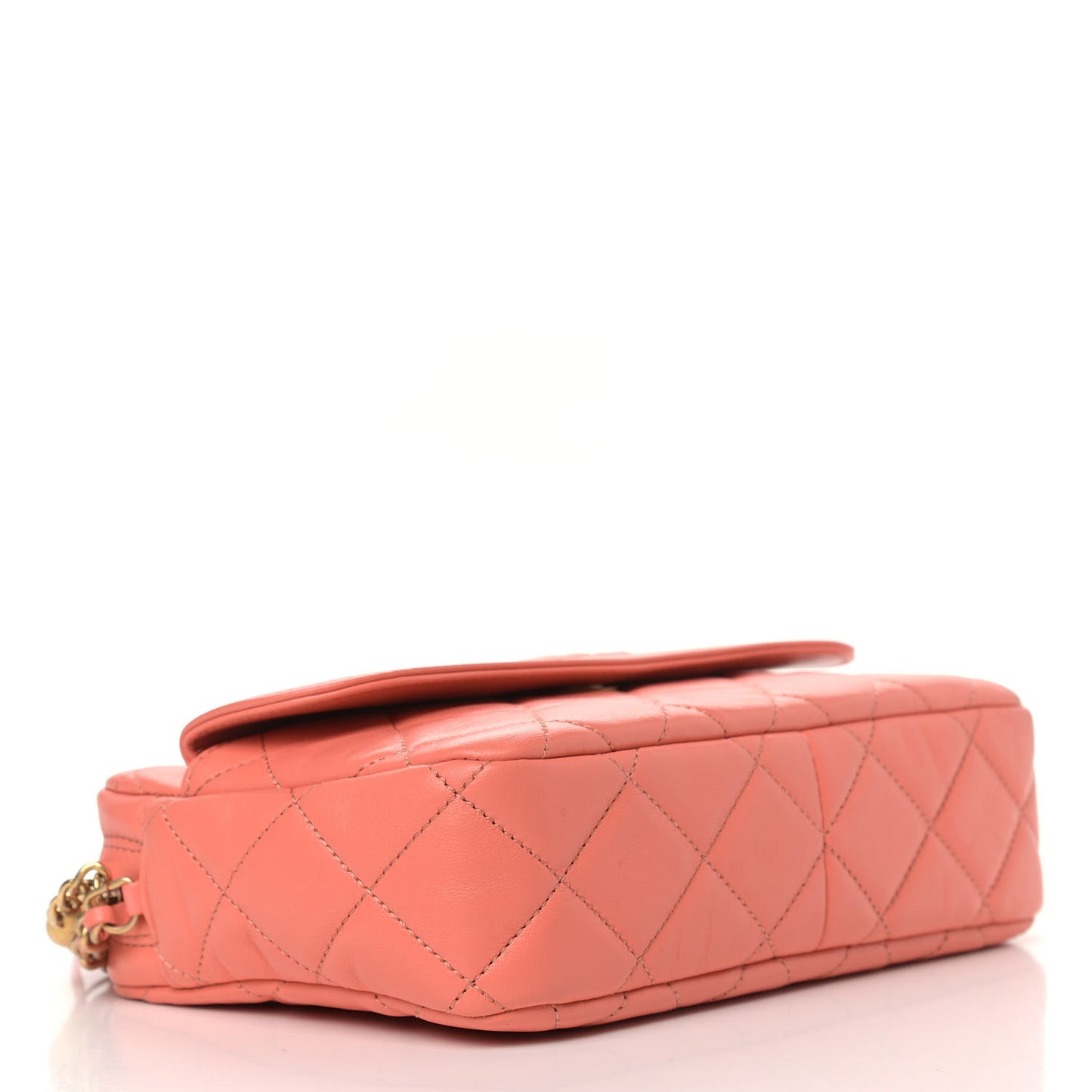 Lambskin Quilted Chain & Tassel Small Camera Case Pink