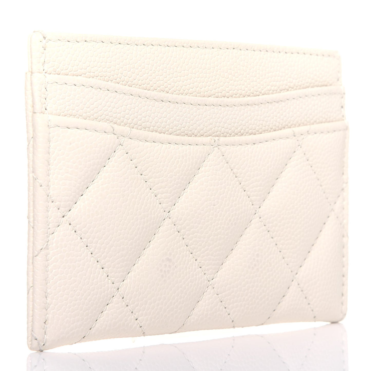 Caviar Quilted Card Holder White