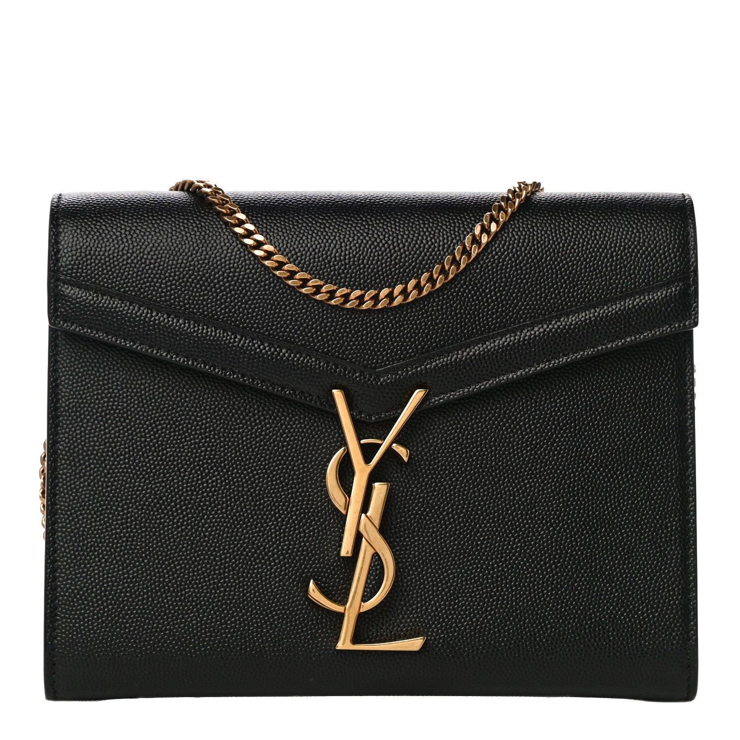 Saint Laurent Grain De Poudre Monogram Cassandra Chain Wallet Black 1 of 10
