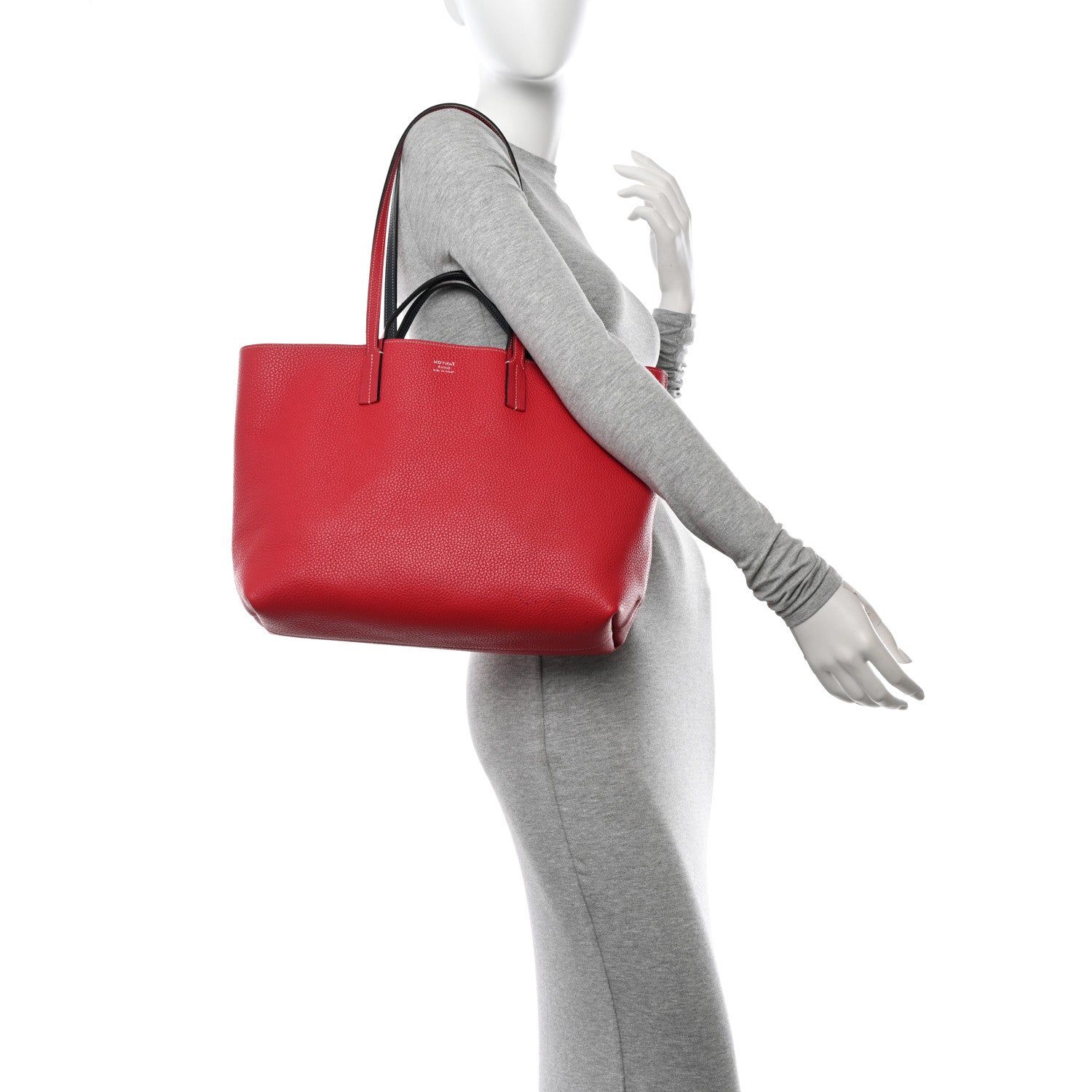 Moynat Taurillon Blush Calfskin Reversible Tote Ocean Red 2 of 18