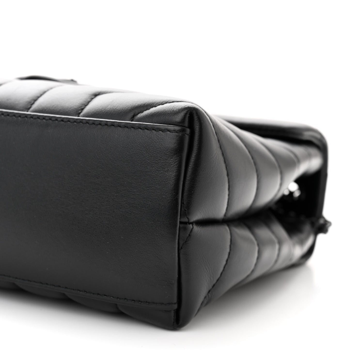 Calfskin Y Quilted Monogram Monochrome Small Loulou Chain Satchel Black