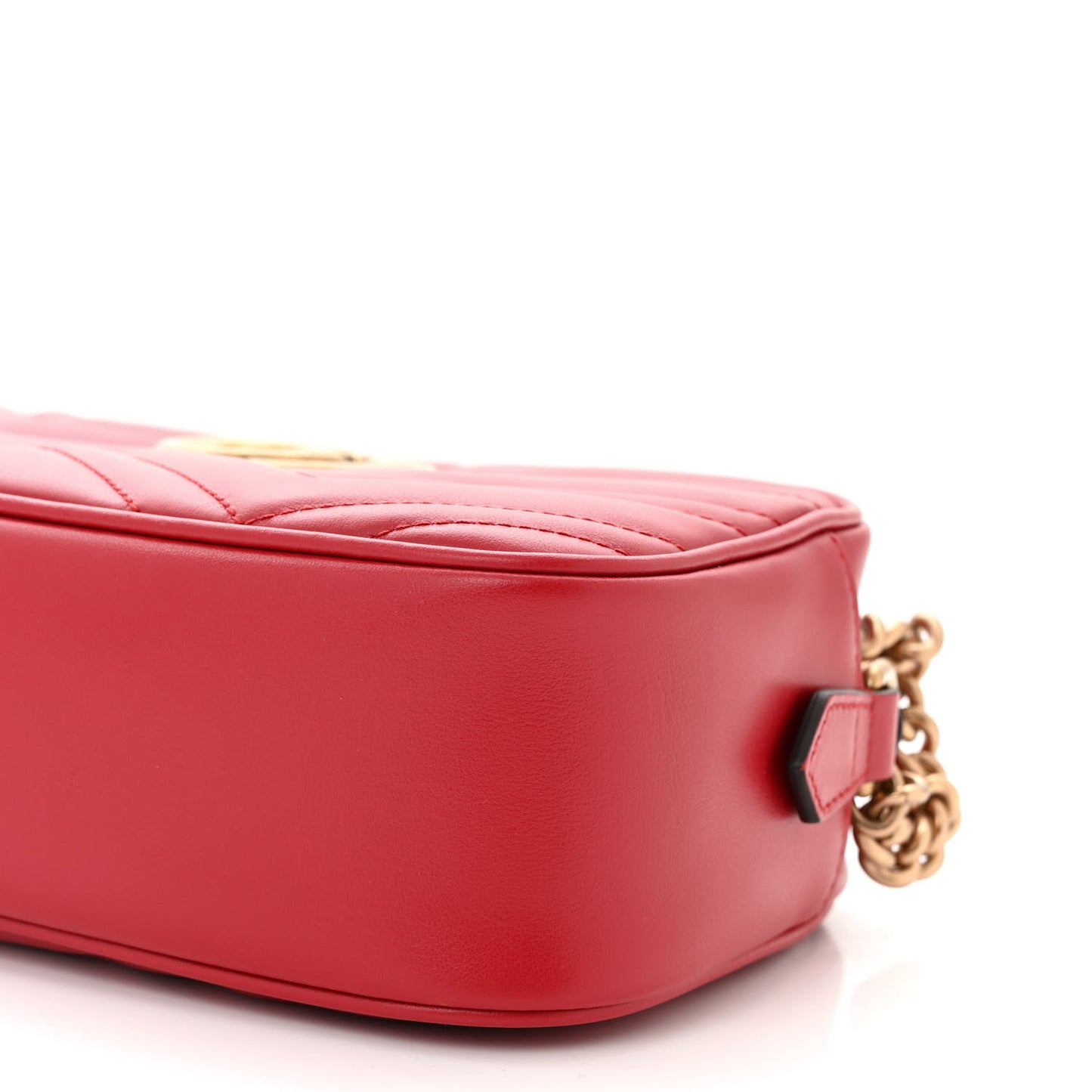 Calfskin Matelasse Small GG Marmont Chain Shoulder Bag Hibiscus Red