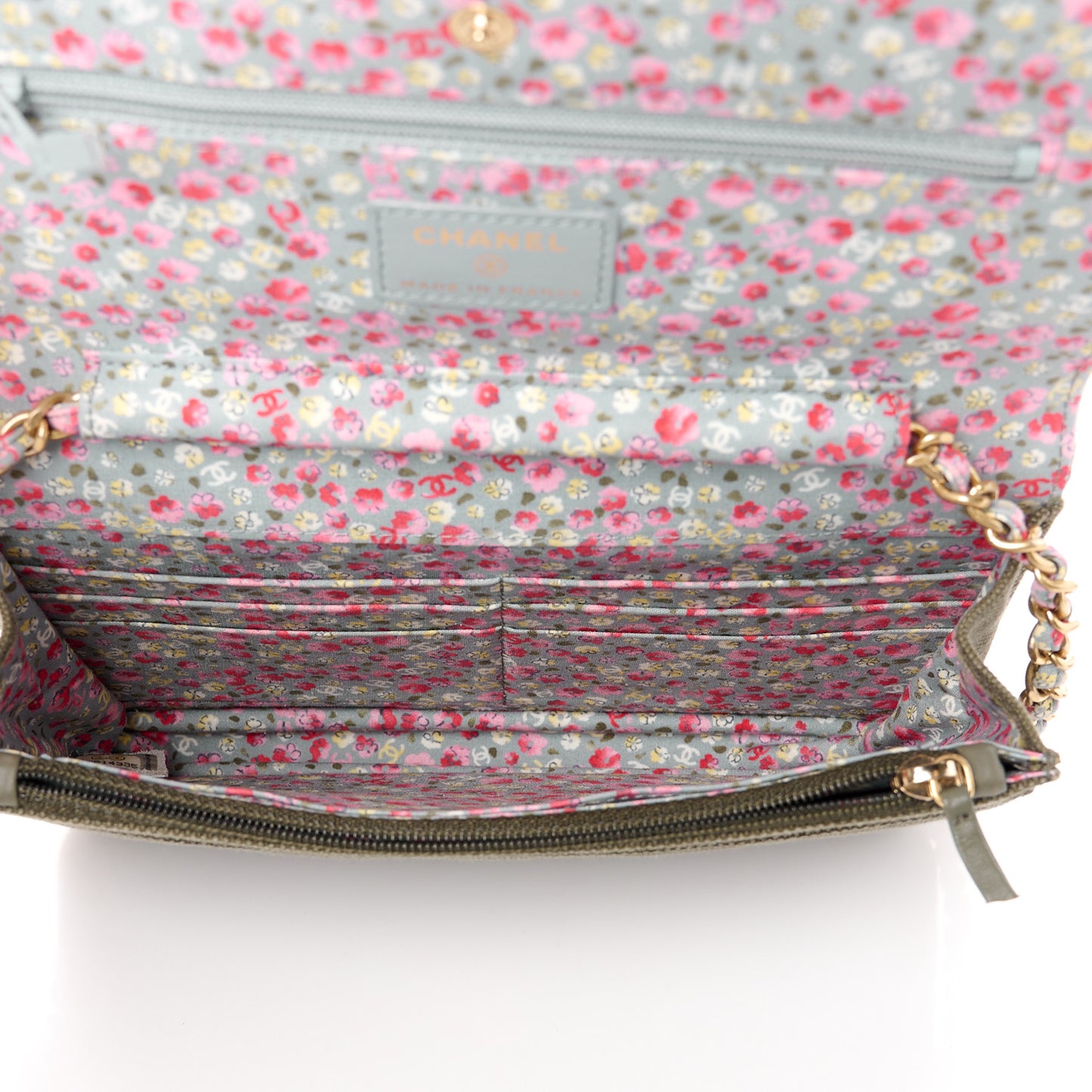 Canvas Quilted Coco Cuba Charms Wallet on Chain WOC Khaki