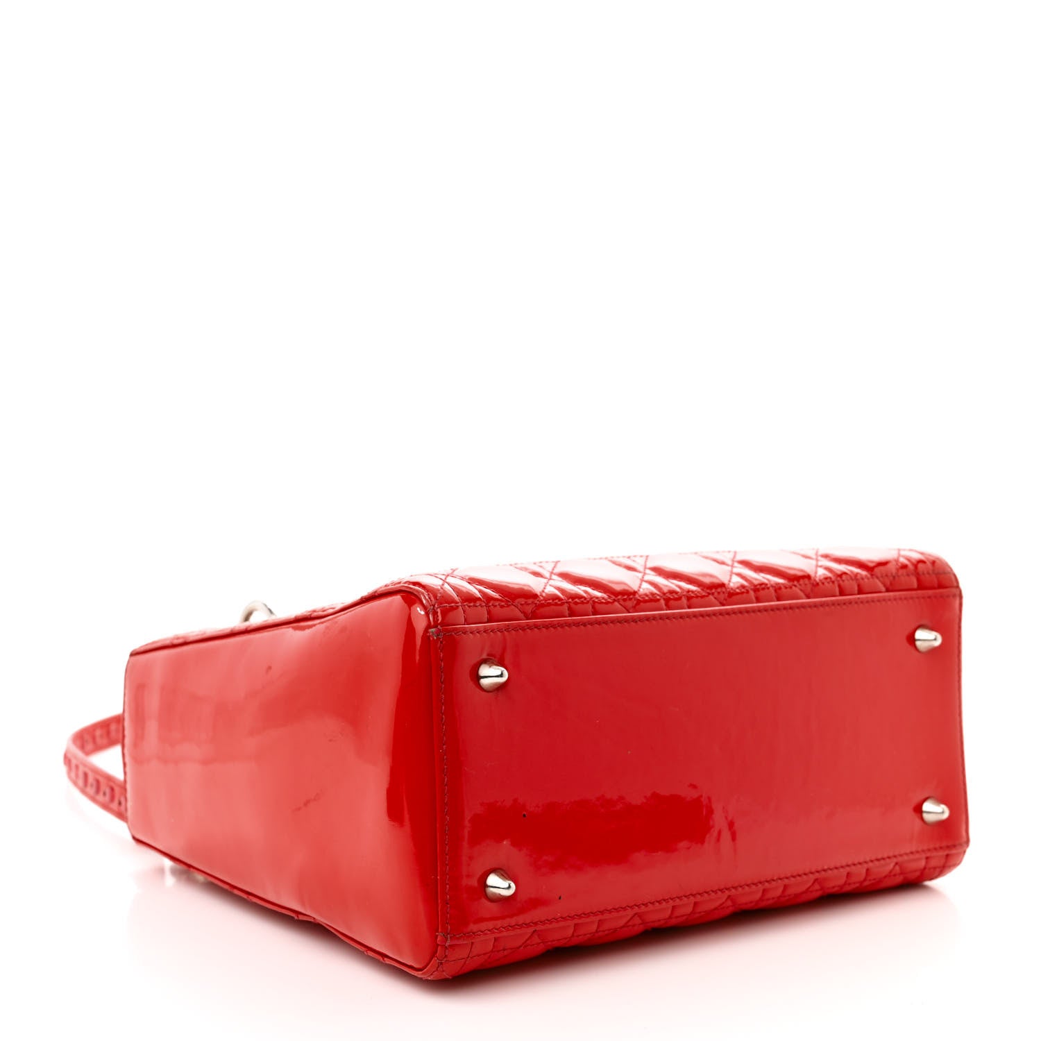 Christian Dior Patent Cannage Whipstitch Medium Lady Dior Red 4 of 14