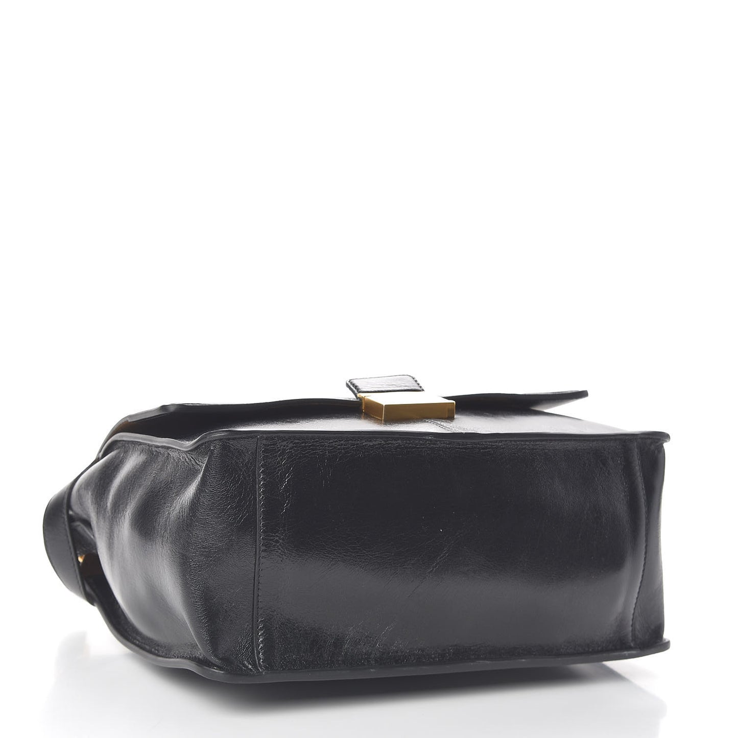 Agnello Old Shine Large Kan U Shoulder Bag Black