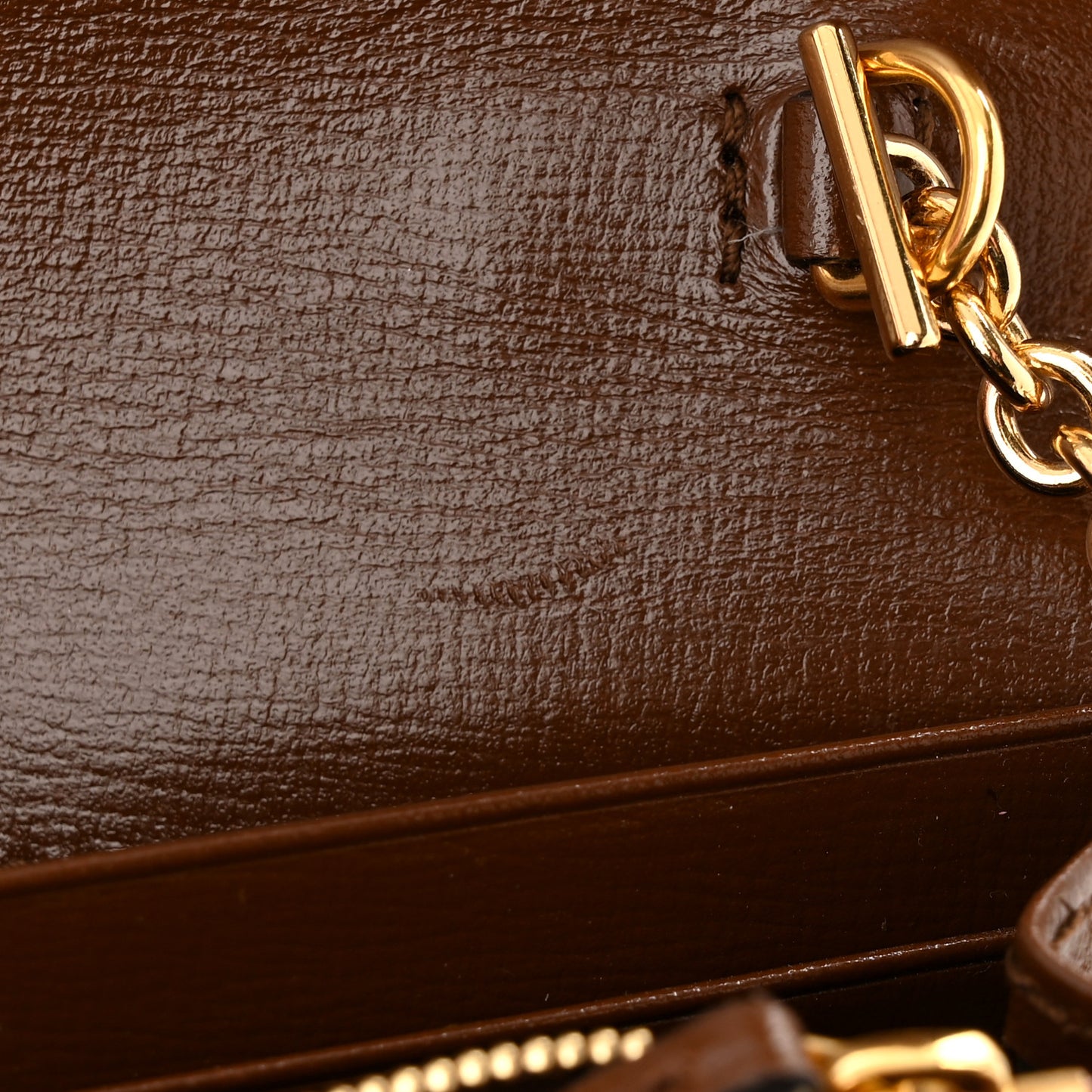 GG Supreme Monogram Azalea Calfskin Web Jackie 1961 Chain Wallet Beige Ebony Brown Sugar