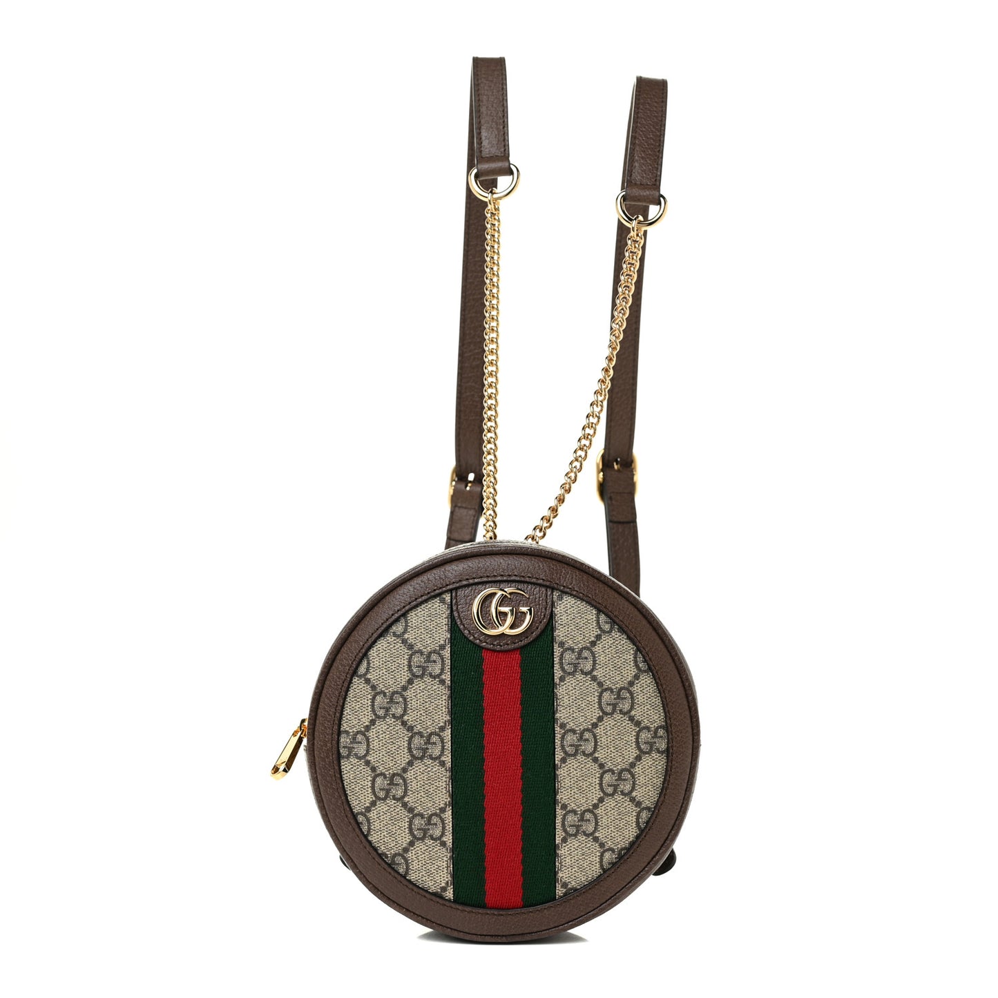 GG Supreme Monogram Web Mini Ophidia Round Backpack Brown